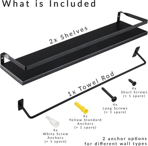 Peter's Goods Rustic Floating Wall Shelves with Rails - Decorative Storage for Kitchen, Bathroom, and Bedroom - Elegant, Modern Shelving - Torched Paulownia Wood, Matte Black Metal Frame - Set of 2 in Saudi Arabia