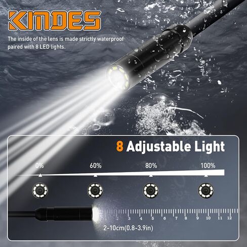 Endoscope Camera with Light, 4.3' IPS Screen Industrial Borescope Camera, 1080P HD Inspection Snake Camera with 8 LED Lights, IP67 Waterproof Sewer Endoscope, 16.4FT Semi-Rigid Cord Bore Scope in Saudi Arabia