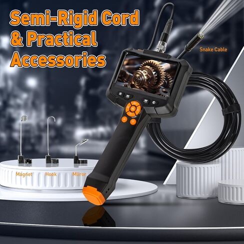 Endoscope Camera with Light, 4.3' IPS Screen Industrial Borescope Camera, 1080P HD Inspection Snake Camera with 8 LED Lights, IP67 Waterproof Sewer Endoscope, 16.4FT Semi-Rigid Cord Bore Scope in Saudi Arabia