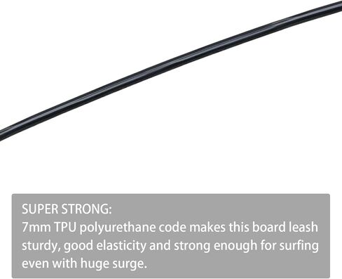 مقود روكيا آر 6 مم SUP وSurfboard - 6 أقدام، مقود ركوب الأمواج مستقيم من مادة البولي يوريثان، 3 طبقات من الخطاف والحلقة الممتازة، مع رأس دوار مزدوج من الفولاذ المقاوم للصدأ (لونين) in Kuwait