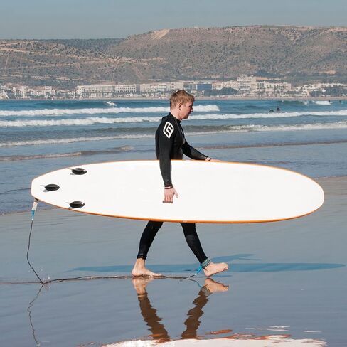 مقود روكيا آر 6 مم SUP وSurfboard - 6 أقدام، مقود ركوب الأمواج مستقيم من مادة البولي يوريثان، 3 طبقات من الخطاف والحلقة الممتازة، مع رأس دوار مزدوج من الفولاذ المقاوم للصدأ (لونين) in Kuwait