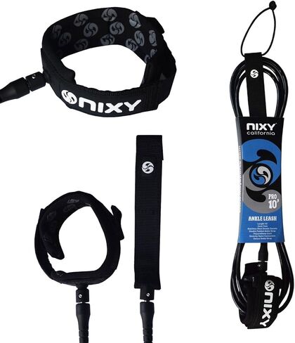 NIXY بطول 10 أقدام مقود SUP مستقيم - تصميم عالمي لركوب الأمواج والتجديف بالوقوف يناسب جميع أشكال وأحجام الألواح، ملحق أمان أساسي، حزام كاحل مبطن in Kuwait