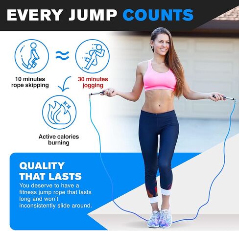 Freestyle Boxing Jump Rope by DYNAPRO with Long Handles for better control, adjustable to any height, Freestyling, Double Unders, Crossovers, HIIT and More in Saudi Arabia