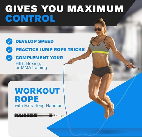 Freestyle Boxing Jump Rope by DYNAPRO with Long Handles for better control, adjustable to any height, Freestyling, Double Unders, Crossovers, HIIT and More in Saudi Arabia