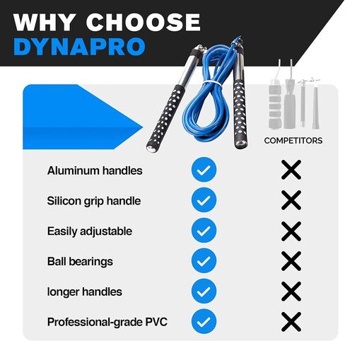 Freestyle Boxing Jump Rope by DYNAPRO with Long Handles for better control, adjustable to any height, Freestyling, Double Unders, Crossovers, HIIT and More in Saudi Arabia