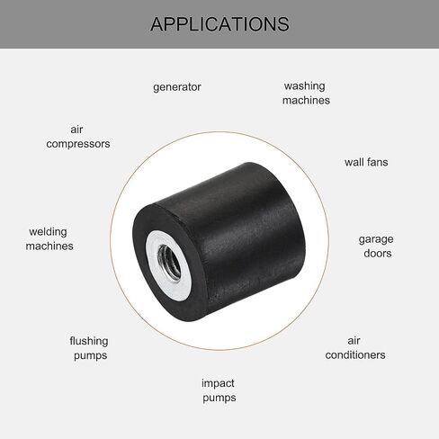uxcell M6 Rubber Mounts, 5pcs Female/Female Vibration Isolator Shock Absorber, for Garage Motor Air Compressor Car Boat Bobbins, D20mmxH30mm in Saudi Arabia