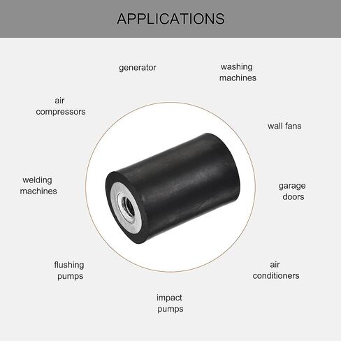 uxcell M6 Rubber Mounts, 5pcs Female/Female Vibration Isolator Shock Absorber, for Garage Motor Air Compressor Car Boat Bobbins, D20mmxH30mm in Saudi Arabia