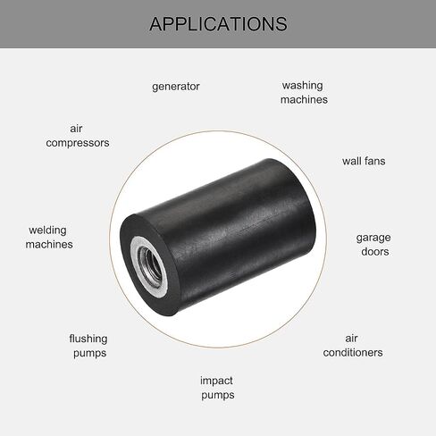 uxcell M6 Rubber Mounts, 5pcs Female/Female Vibration Isolator Shock Absorber, for Garage Motor Air Compressor Car Boat Bobbins, D20mmxH30mm in Saudi Arabia