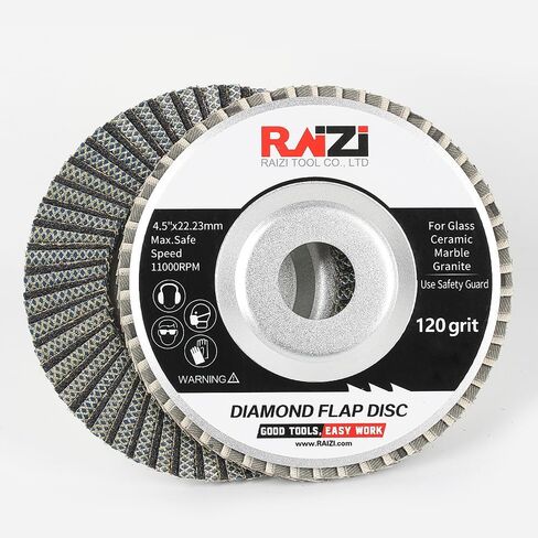 Raizi 4 1/2 Inch Premium Diamond Flap Disc Wheel for Stone Concrete Glass Metal (Grit 60) in Saudi Arabia