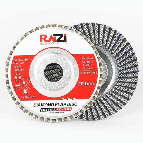 Raizi 4 1/2 Inch Premium Diamond Flap Disc Wheel for Stone Concrete Glass Metal (Grit 60) in Saudi Arabia