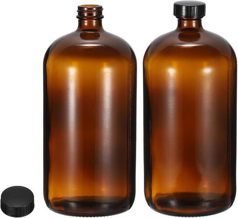 PATIKIL 8oz(240ml) Glass Sample Bottles, 2Pcs Round Bottle Dispensing Bottles with Black Poly Cone Cap for Reagent Liquids, Essential Oils, Perfume, Blue in Saudi Arabia