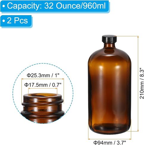 PATIKIL 8oz(240ml) Glass Sample Bottles, 2Pcs Round Bottle Dispensing Bottles with Black Poly Cone Cap for Reagent Liquids, Essential Oils, Perfume, Blue in Saudi Arabia