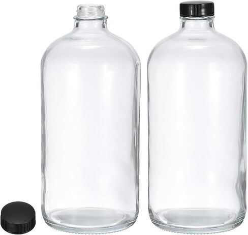 PATIKIL 8oz(240ml) Glass Sample Bottles, 2Pcs Round Bottle Dispensing Bottles with Black Poly Cone Cap for Reagent Liquids, Essential Oils, Perfume, Blue in Saudi Arabia