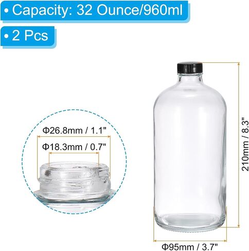 PATIKIL 8oz(240ml) Glass Sample Bottles, 2Pcs Round Bottle Dispensing Bottles with Black Poly Cone Cap for Reagent Liquids, Essential Oils, Perfume, Blue in Saudi Arabia