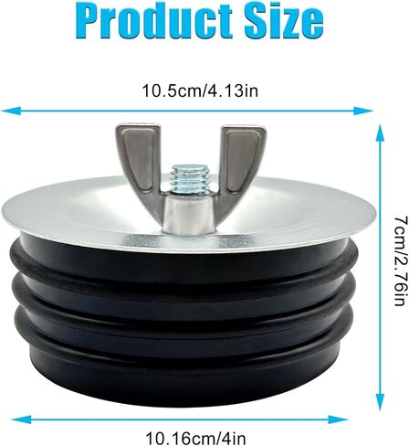 قابس اختبار ميكانيكي فولاذي، غطاء تنظيف مجاري قوي مع برغي مجلفن وجوز جناح مناسب لمعظم حمامات حوض الأنابيب، أسود (6 بوصة) in Kuwait