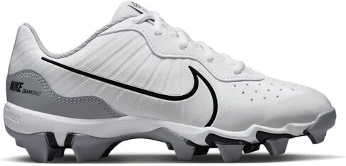 حذاء بيسبول مطاطي للأولاد من Nike Alpha Huarache 4 Keystone باللون الأبيض | رمادي الحجم متوسط in Kuwait