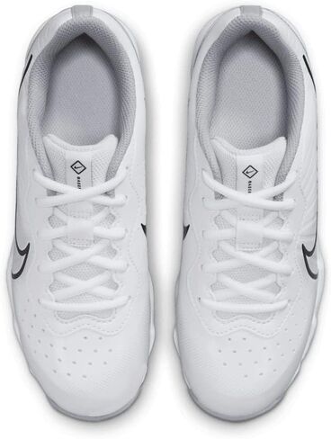 حذاء بيسبول مطاطي للأولاد من Nike Alpha Huarache 4 Keystone باللون الأبيض | رمادي الحجم متوسط in Kuwait