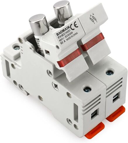 Baomain Cylindrical Fuse Holder RT18-63(X) 14mm X 51mm Fuse Base 2 Poles DIN Distribution Electrical Rail Mount With 10 PCS of RO16 Fuse CE Listed (40 Amp) in Saudi Arabia