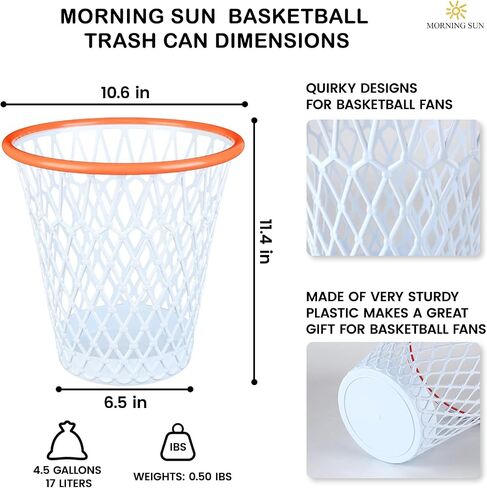 3PCS Trash Can,Basketball Trash Can,Basketball gift,4.5 Gallon,Size11"x11"x12"Basketball Hoop,Basketball Holder display,Garbage Can,Basketball Net Waste Basket for Kitchen,Office,Bedroom,Bar,Gym. in Saudi Arabia