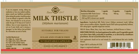 Solgar - Full Potency Milk Thistle, 250 Vegetable Capsules in Saudi Arabia