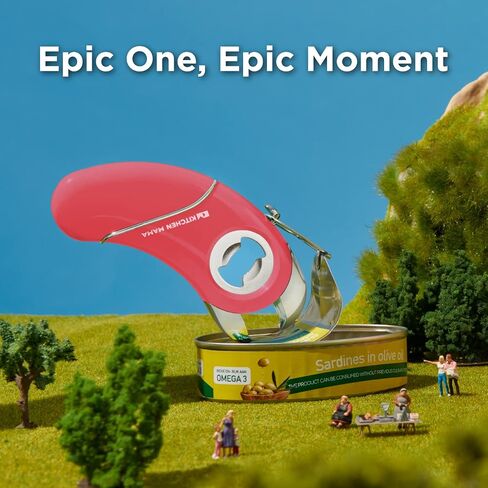 فتاحة متعددة الوظائف من Kitchen Mama Epic One: فتاحة مريحة - فتاحة زجاجات مغناطيسية، فتاحة علب البيرة والصودا، فتاحة عروة سحب وجرة للأيدي الضعيفة والتهاب المفاصل (أحمر) in Saudi Arabia