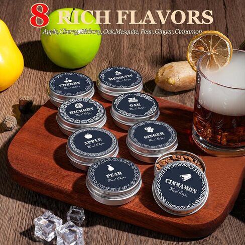 Electric Whiskey Smoker Kit - Rechargeable Smoker Gun for Drinks Food, Smoked Old Fashion Cocktail Bourbon Infusing Kit, 8 Wood Chips, Birthday Unique Gifts for Men Husband, Bar Tool Set, Brown in Saudi Arabia