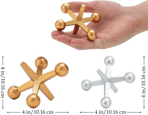 Retro Silver Jack Knick Knacks for Shelves(Set of 2) Silver Small Decor Items, Silver Accent Table Decor, Lightweight Resin Material Decorative Jack Ball in Saudi Arabia