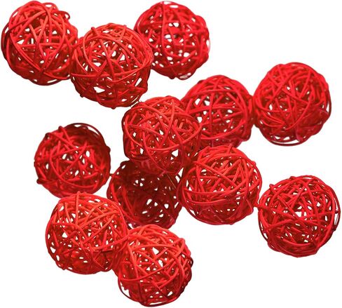 4 Pcs Wicker Rattan Balls Decorative for Centerpiece Bowls Fillers Home Decor Christmas Halloween DIY Crafts Weddings (Black, 4 in) in Saudi Arabia