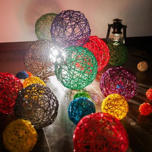 4 Pcs Wicker Rattan Balls Decorative for Centerpiece Bowls Fillers Home Decor Christmas Halloween DIY Crafts Weddings (Black, 4 in) in Saudi Arabia