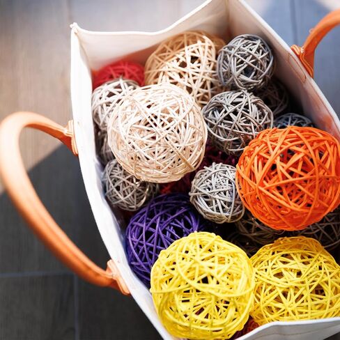 4 Pcs Wicker Rattan Balls Decorative for Centerpiece Bowls Fillers Home Decor Christmas Halloween DIY Crafts Weddings (Black, 4 in) in Saudi Arabia