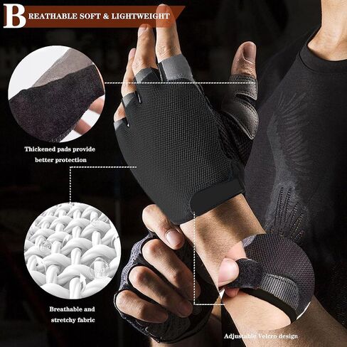 قفازات التمرين للرجال والنساء، قفازات رفع الأثقال للحماية الكاملة لراحة اليد، قفازات الصيد، قفازات ركوب الدراجات المسامية، صالة الألعاب الرياضية، اللياقة البدنية، مضادة للانزلاق، ملائمة تمامًا in Kuwait