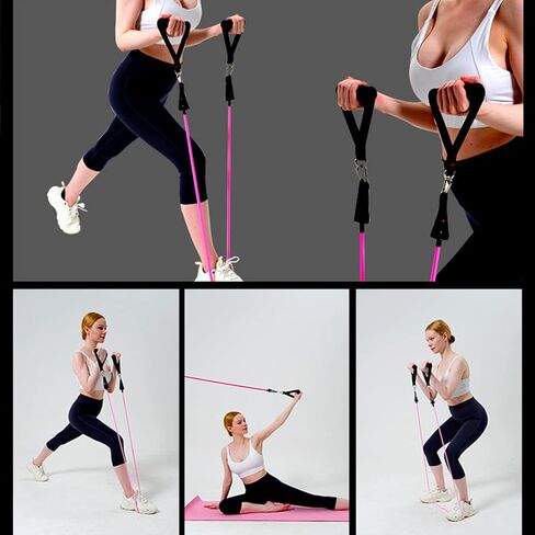 طقم شريط بيلاتيس 15 قطعة مع شريط مقاومة 180 رطل، شريط تنغيم محمول لمعدات اليوغا بيلاتيس عصا تمرين، عصا تدريبات من الفولاذ المقاوم للصدأ، مجموعة أشرطة مرنة لليوجا والبيلاتيس لتشكيل الجسم بالكامل in Kuwait