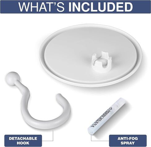 MIRRORVANA Hangable Round Fogless Shower Shaving Mirror with 360° Swivel Rotatable Hook for Hanging and Bonus Anti-Fog Spray - Anti Fog and Shatterproof Surface, 6.7" Diameter in Saudi Arabia