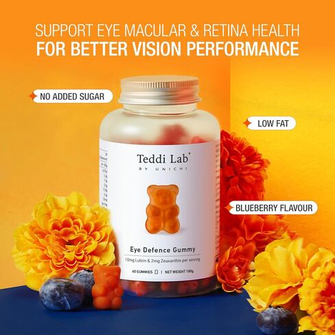 Unichi Eye Health Gummy, Lutein and Zeaxanthin Supplement for Eye and Retina Health, Blueberry Flavour, 60 Count in Saudi Arabia