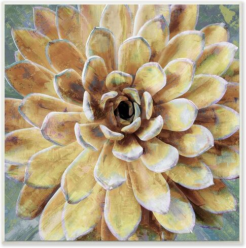 The Stupell Home Décor Collection Yellow Botanical Succulent Bloom Painting Stretched Canvas Wall Art, Multi-Color in Saudi Arabia