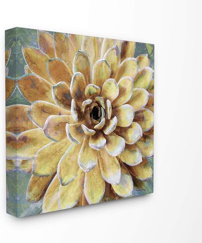 The Stupell Home Décor Collection Yellow Botanical Succulent Bloom Painting Stretched Canvas Wall Art, Multi-Color in Saudi Arabia