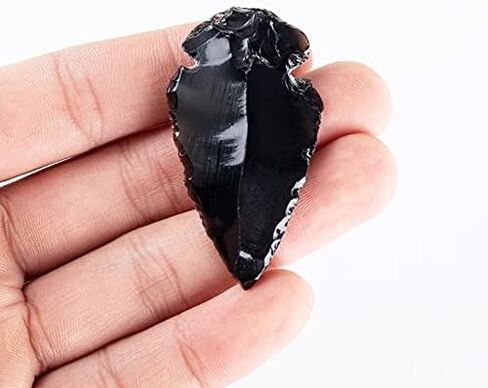 2" Black Obsidian Arrowhead with Carry Pouch, Natural Crystal and Healing Stone Flint Rock Arrow Head, Arrowhead Agate Stones for DIY Project Craft Point Jewelry Making in Saudi Arabia