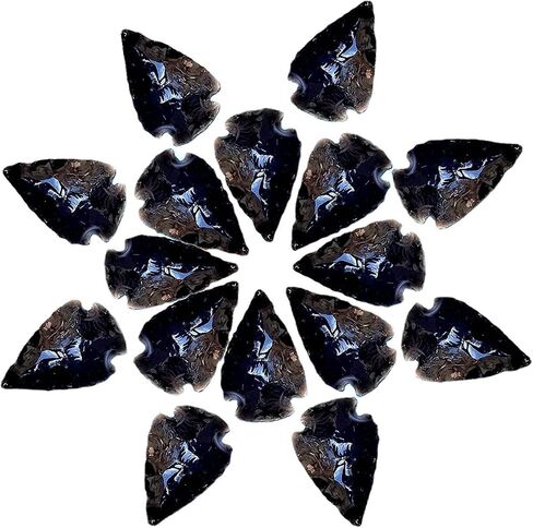 2" Black Obsidian Arrowhead with Carry Pouch, Natural Crystal and Healing Stone Flint Rock Arrow Head, Arrowhead Agate Stones for DIY Project Craft Point Jewelry Making in Saudi Arabia