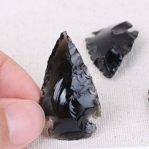 2" Black Obsidian Arrowhead with Carry Pouch, Natural Crystal and Healing Stone Flint Rock Arrow Head, Arrowhead Agate Stones for DIY Project Craft Point Jewelry Making in Saudi Arabia