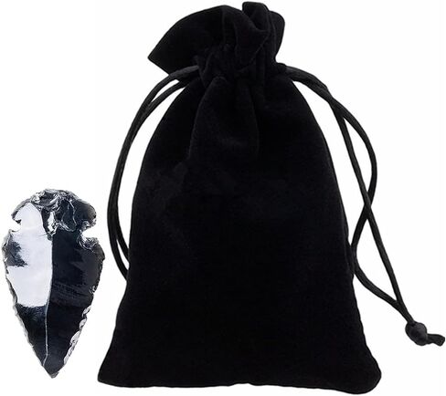 2" Black Obsidian Arrowhead with Carry Pouch, Natural Crystal and Healing Stone Flint Rock Arrow Head, Arrowhead Agate Stones for DIY Project Craft Point Jewelry Making in Saudi Arabia