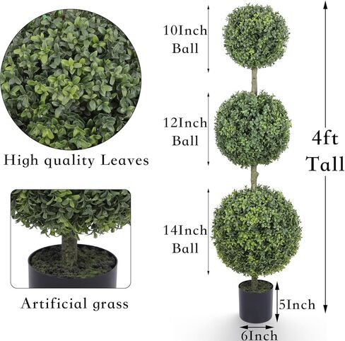 خشب البقس الاصطناعي توبياري الكرة شجرة 5FT وهمية توبياري شجرة فو خمسة الكرة على شكل بوعاء النبات للشرفة ديكور المنزل حديقة 1 حزمة in Kuwait