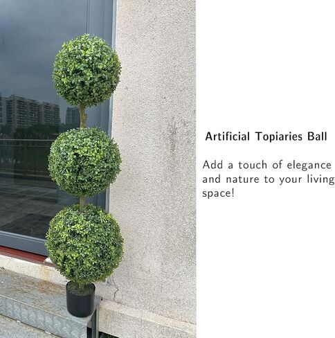 خشب البقس الاصطناعي توبياري الكرة شجرة 5FT وهمية توبياري شجرة فو خمسة الكرة على شكل بوعاء النبات للشرفة ديكور المنزل حديقة 1 حزمة in Kuwait