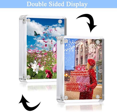 Hipiwe Small Acrylic Picture Frame 2.5x3.5 inch - 4 Pack Clear Double Sided Magnetic Photo Block Frame, 20mm Thick Acrylic Business Card Frame Wallet Size Display Frames for Picture Sport Cards in Saudi Arabia