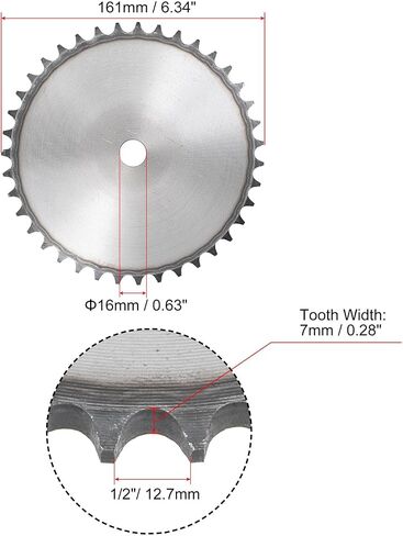 uxcell 22 Tooth Flat Chain Sprocket A Type, 1/2" Pitch, 14mm Bore A3-Carbon Steel for ISO 08B Chains, Blank in Saudi Arabia