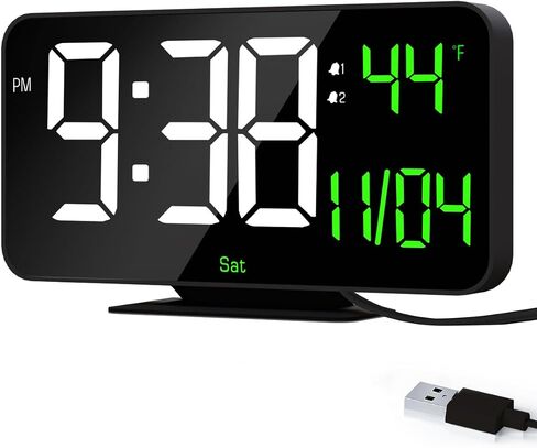 COVERY LED Digital Desk Clock, Mirror Desktop Alarm Clock Digital Display, Lightweight LED Clocks for Home, Office, Brightness Dimmer, USB Powered, 6.7 inches and Pink in Saudi Arabia