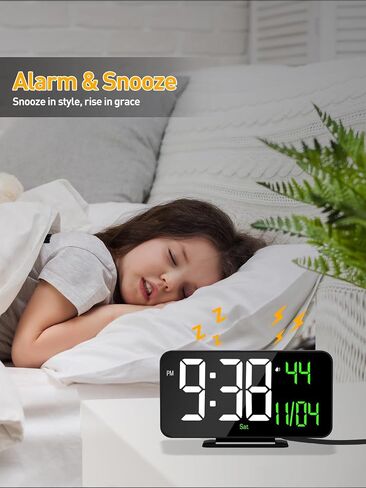 COVERY LED Digital Desk Clock, Mirror Desktop Alarm Clock Digital Display, Lightweight LED Clocks for Home, Office, Brightness Dimmer, USB Powered, 6.7 inches and Pink in Saudi Arabia