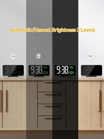 COVERY LED Digital Desk Clock, Mirror Desktop Alarm Clock Digital Display, Lightweight LED Clocks for Home, Office, Brightness Dimmer, USB Powered, 6.7 inches and Pink in Saudi Arabia