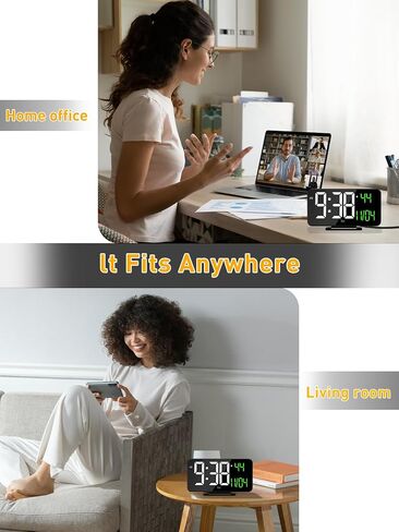 COVERY LED Digital Desk Clock, Mirror Desktop Alarm Clock Digital Display, Lightweight LED Clocks for Home, Office, Brightness Dimmer, USB Powered, 6.7 inches and Pink in Saudi Arabia