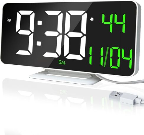 COVERY LED Digital Desk Clock, Mirror Desktop Alarm Clock Digital Display, Lightweight LED Clocks for Home, Office, Brightness Dimmer, USB Powered, 6.7 inches and Pink in Saudi Arabia