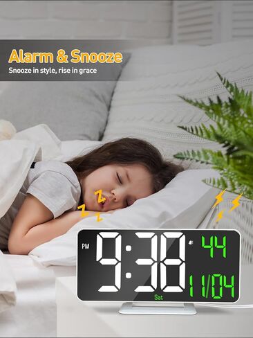 COVERY LED Digital Desk Clock, Mirror Desktop Alarm Clock Digital Display, Lightweight LED Clocks for Home, Office, Brightness Dimmer, USB Powered, 6.7 inches and Pink in Saudi Arabia